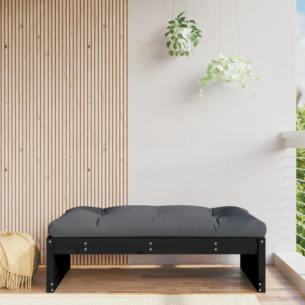 vidaXL Tabouret de jardin Noir 120x80 cm Bois de pin massif