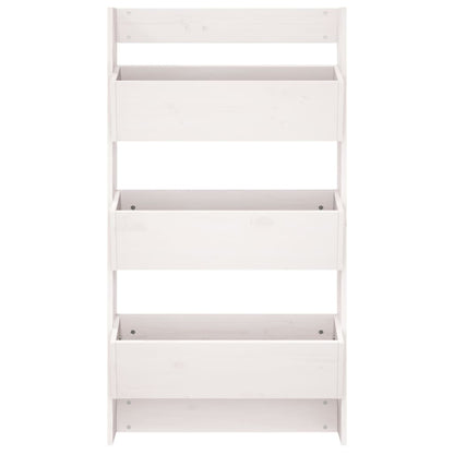 vidaXL Wand-Pflanzkübel mit 3 Fächern 60x18,5x110 cm Weiß Kiefernholz