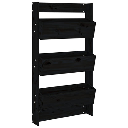 vidaXL Wand-Pflanzkübel 3 Fächer 60x18,5x110 cm Schwarz Kiefernholz
