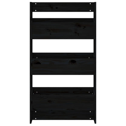 vidaXL Wand-Pflanzkübel 3 Fächer 60x18,5x110 cm Schwarz Kiefernholz