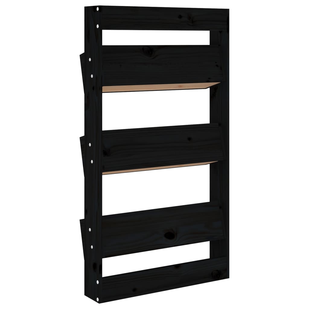 vidaXL Wand-Pflanzkübel 3 Fächer 60x18,5x110 cm Schwarz Kiefernholz