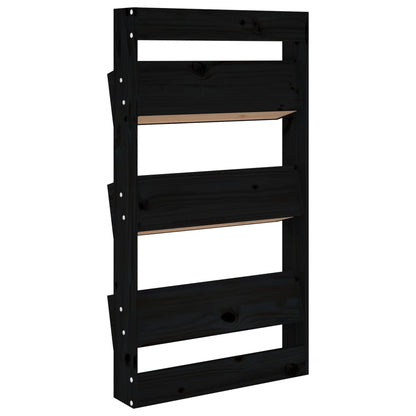 vidaXL Wand-Pflanzkübel 3 Fächer 60x18,5x110 cm Schwarz Kiefernholz