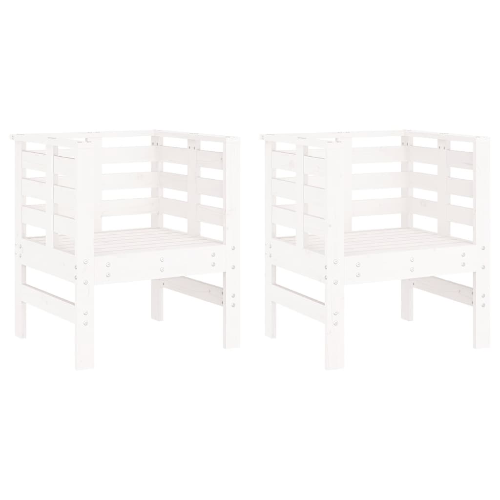 vidaXL Gartenstühle 2 Stk. Weiß 61,5x53x71 cm Massivholz Kiefer