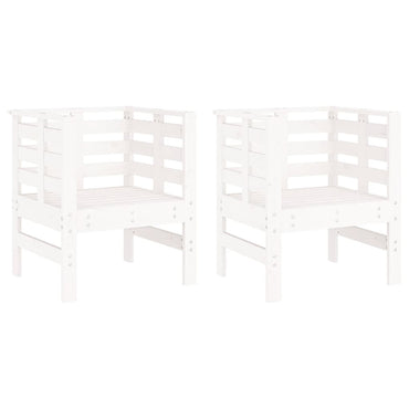 vidaXL Gartenstühle 2 Stk. Weiß 61,5x53x71 cm Massivholz Kiefer