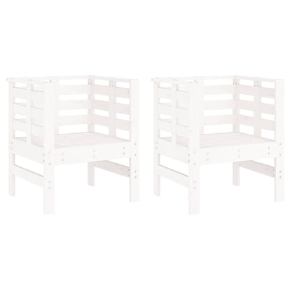 vidaXL Gartenstühle 2 Stk. Weiß 61,5x53x71 cm Massivholz Kiefer