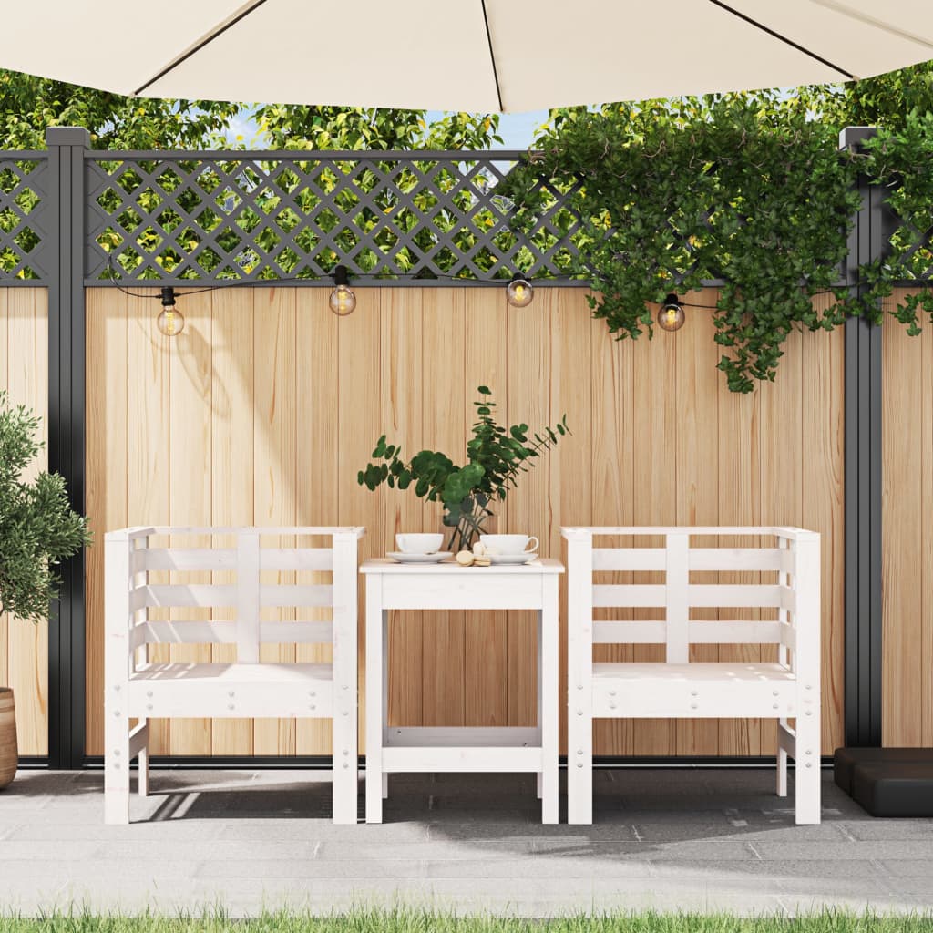 vidaXL Gartenstühle 2 Stk. Weiß 61,5x53x71 cm Massivholz Kiefer