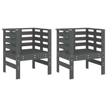 vidaXL Gartenstühle 2 Stk. Grau 61,5x53x71 cm Massivholz Kiefer