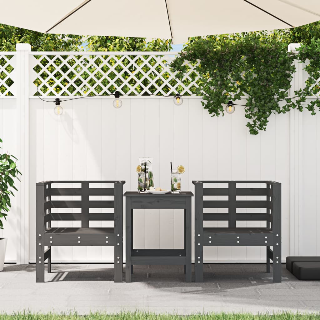 vidaXL Gartenstühle 2 Stk. Grau 61,5x53x71 cm Massivholz Kiefer