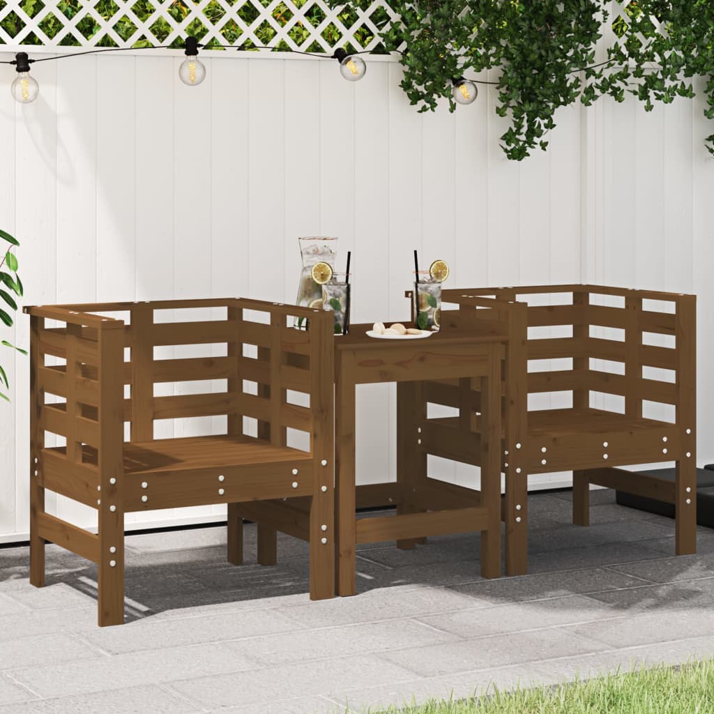 vidaXL Gartenstühle 2 Stk. Honigbraun 61,5x53x71 cm Massivholz Kiefer
