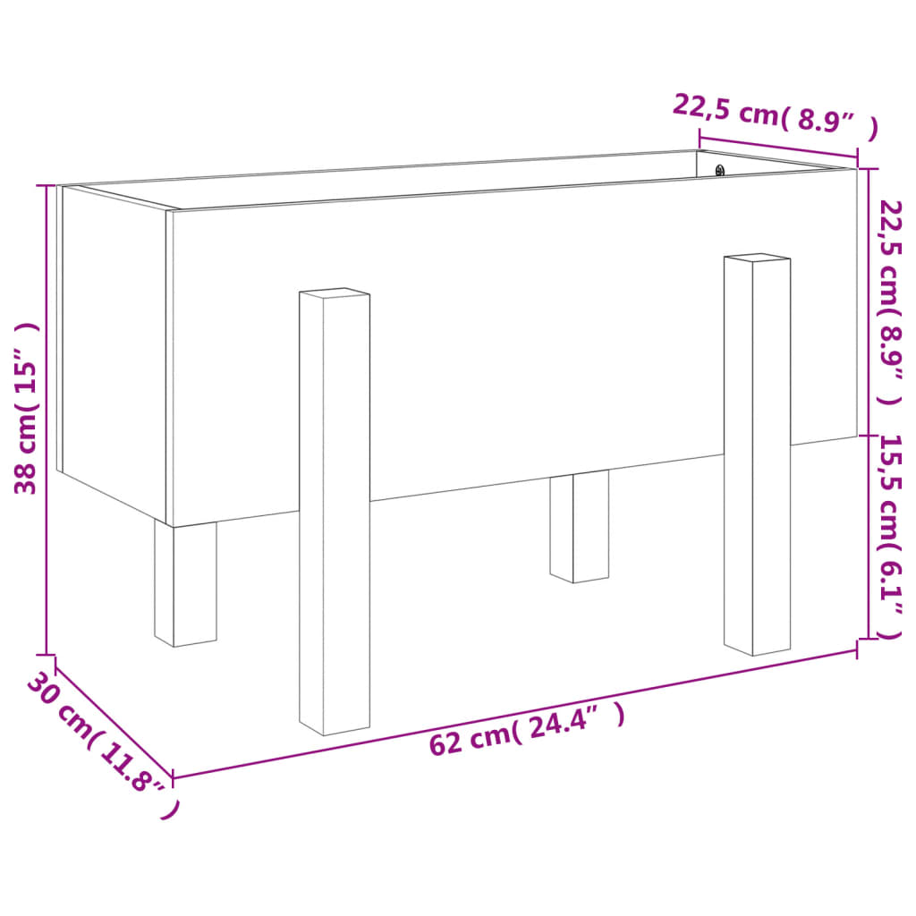 vidaXL Pflanzkübel Weiß 62x30x38 cm Massivholz Kiefer
