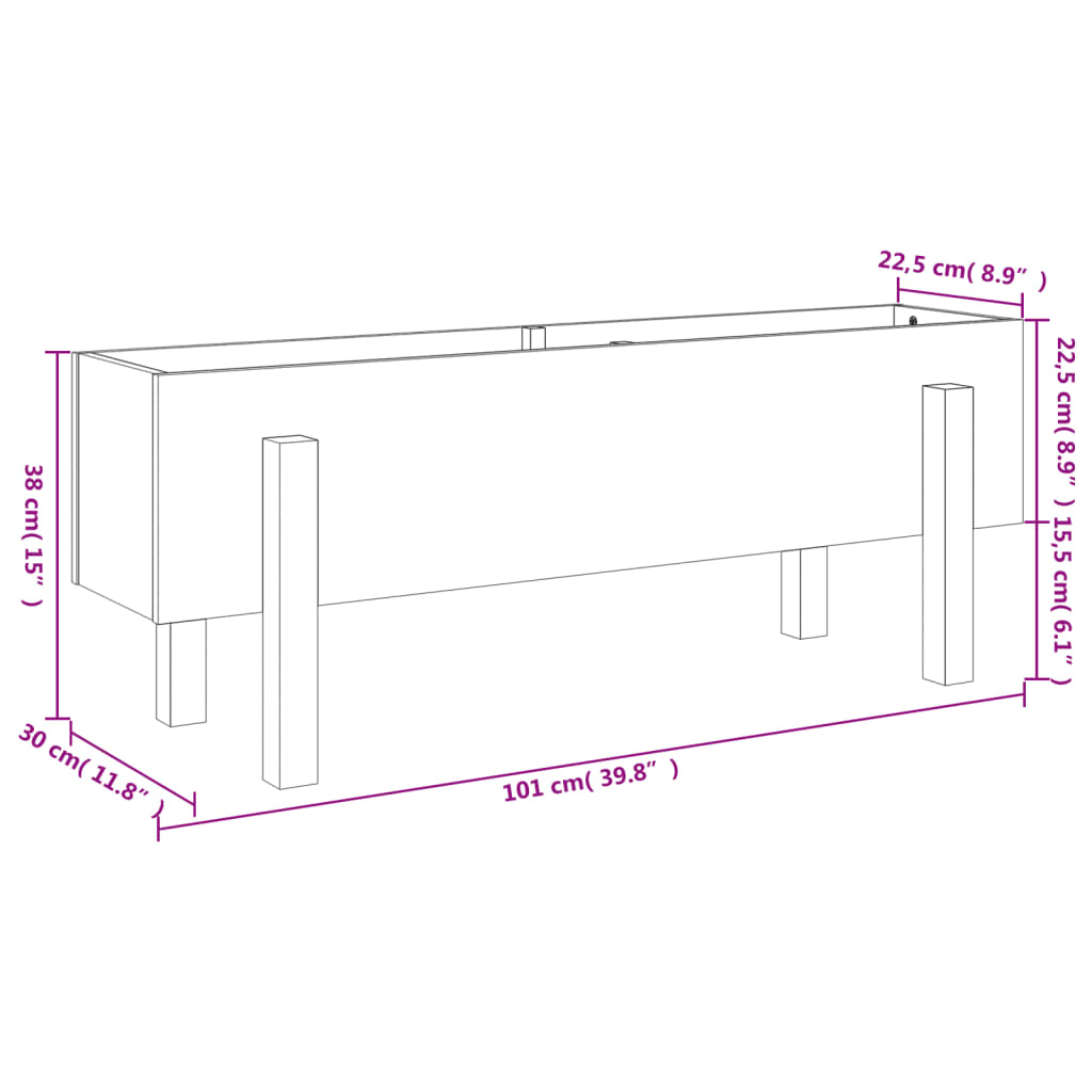 vidaXL Hochbeet 101x30x38 cm Massivholz Douglasie