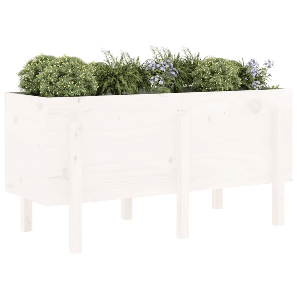 vidaXL Hochbeet Weiß 121x50x57 cm Massivholz Kiefer