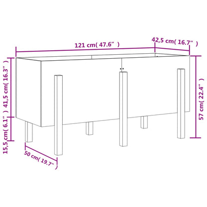 vidaXL Hochbeet Weiß 121x50x57 cm Massivholz Kiefer