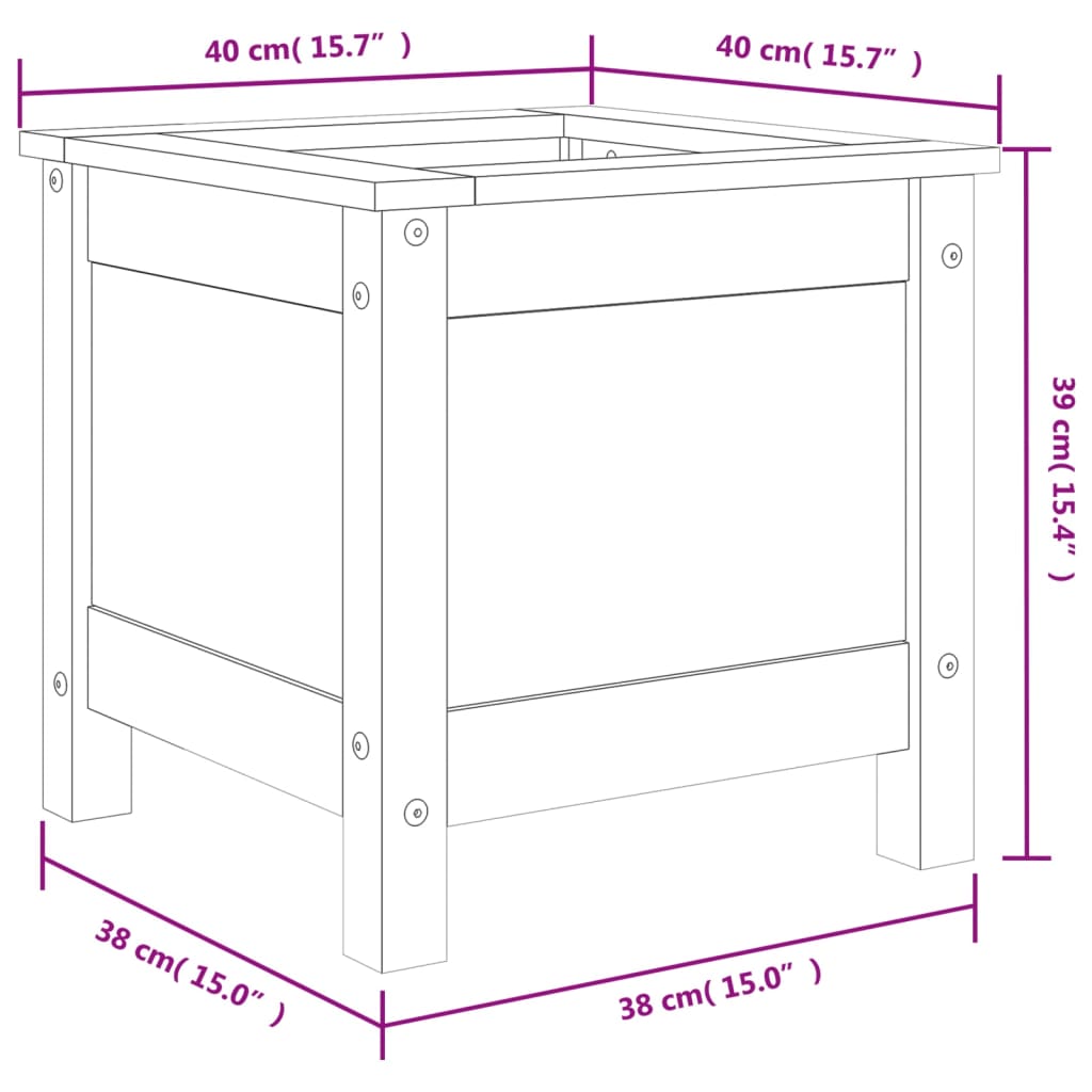 vidaXL Pflanzkübel Schwarz 40x40x39 cm Massivholz Kiefer