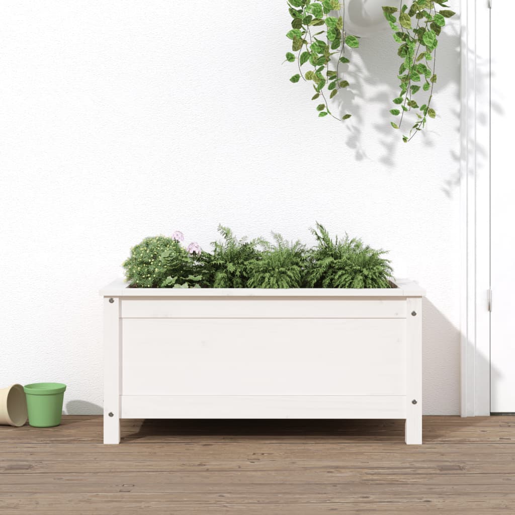 vidaXL Pflanzkübel Weiß 82,5x40x39 cm Massivholz Kiefer