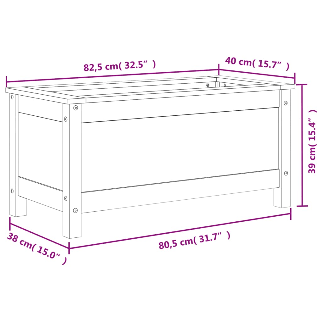 vidaXL Pflanzkübel Grau 82,5x40x39 cm Massivholz Kiefer