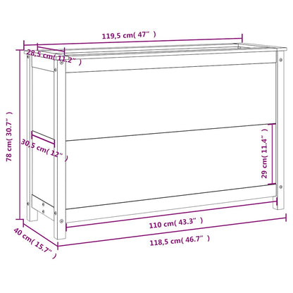 vidaXL Hochbeet 119,5x40x78 cm Massivholz Kiefer