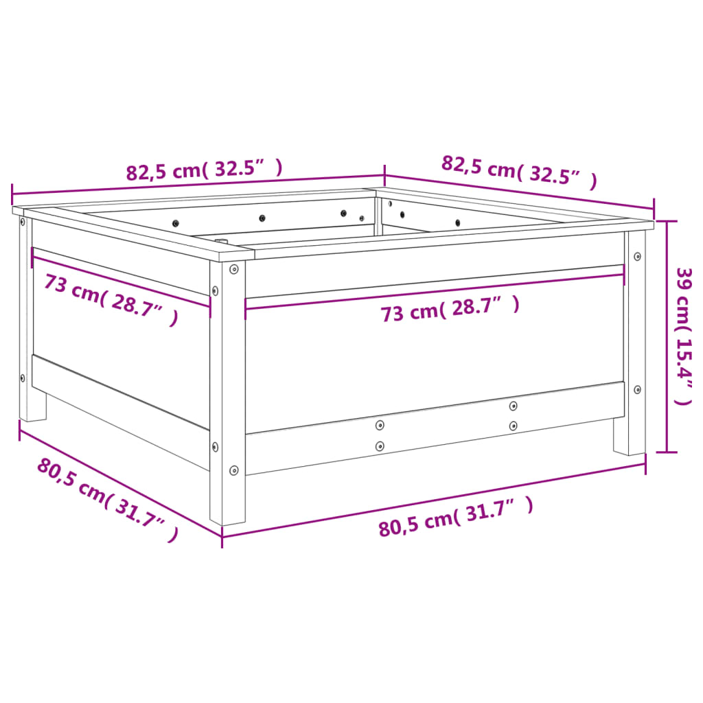 vidaXL Pflanzkübel 82,5x82,5x39 cm Massivholz Kiefer