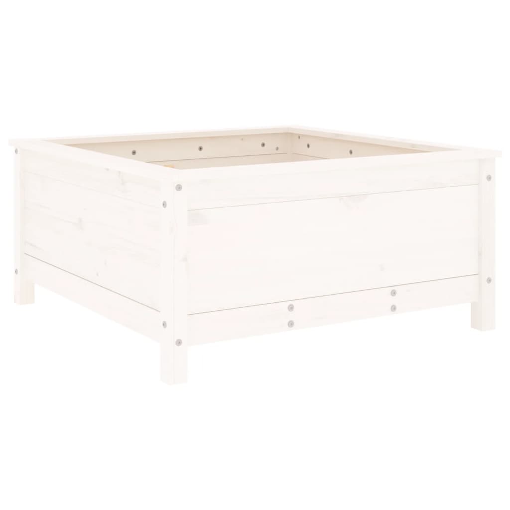 vidaXL Pflanzkübel Weiß 82,5x82,5x39 cm Massivholz Kiefer