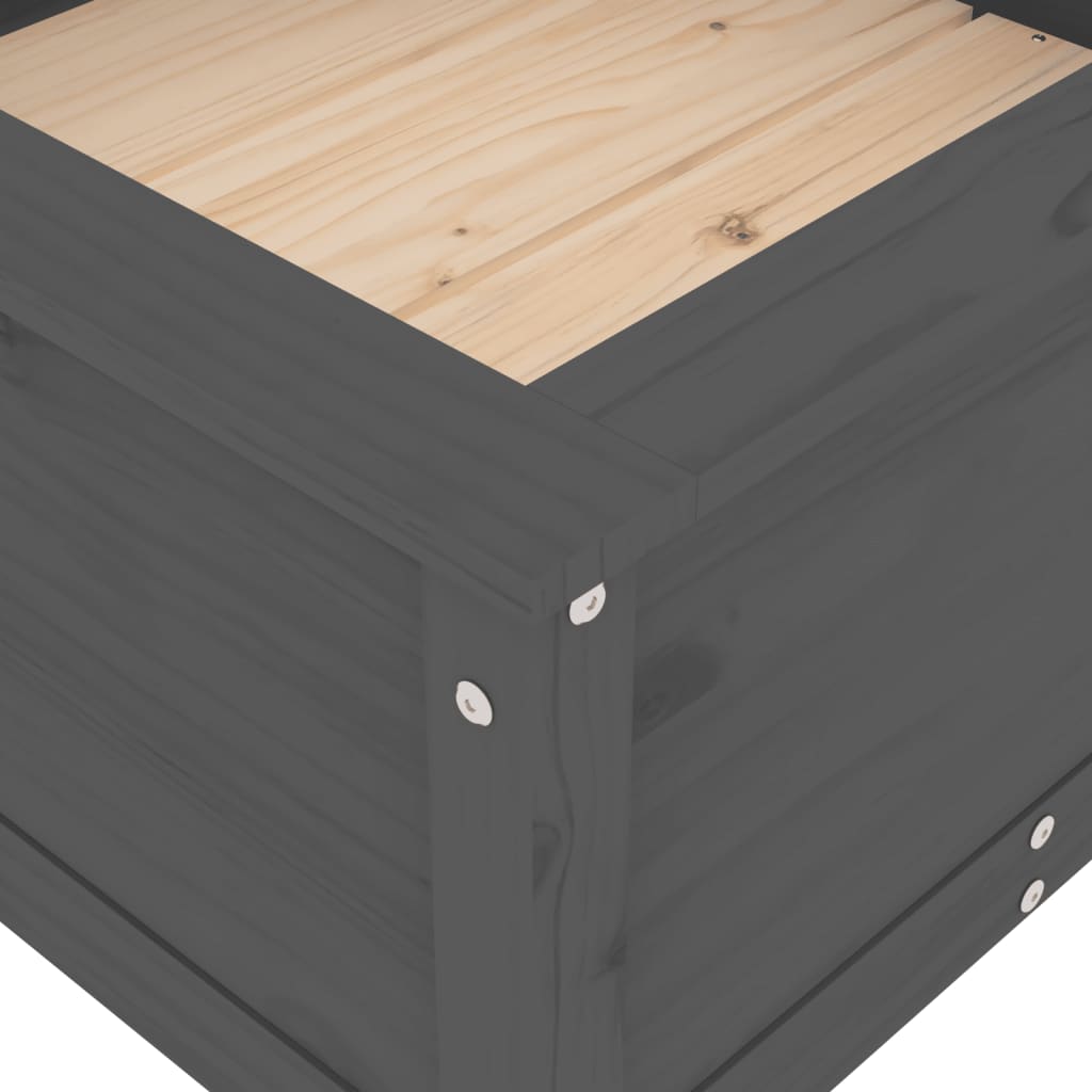 vidaXL Pflanzkübel Grau 82,5x82,5x39 cm Massivholz Kiefer