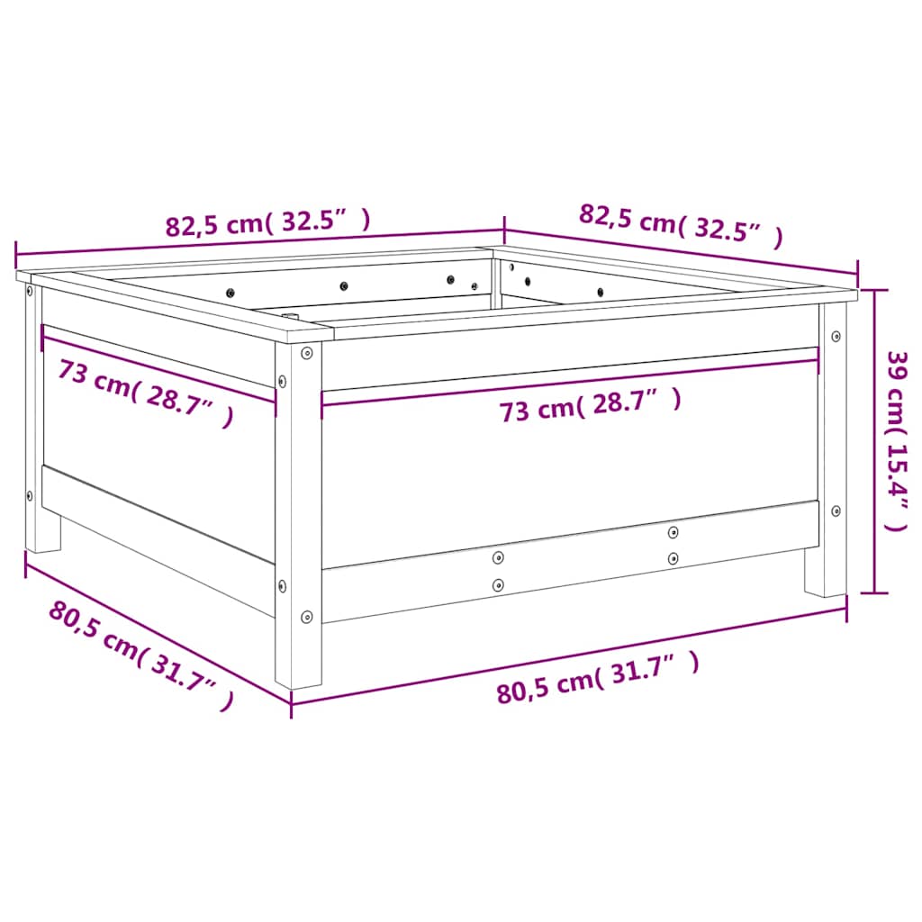 vidaXL Pflanzkübel Honigbraun 82,5x82,5x39 cm Massivholz Kiefer