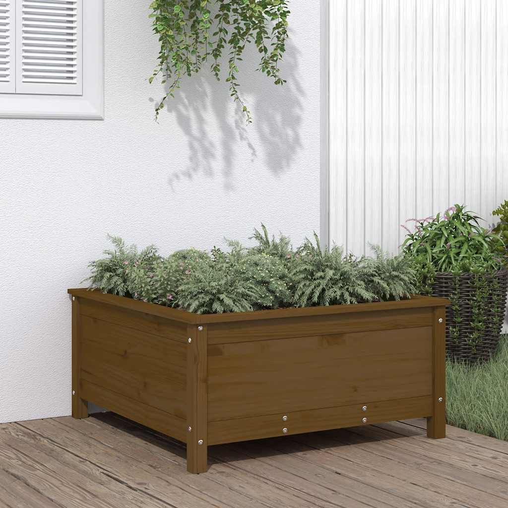 vidaXL Pflanzkübel Honigbraun 82,5x82,5x39 cm Massivholz Kiefer