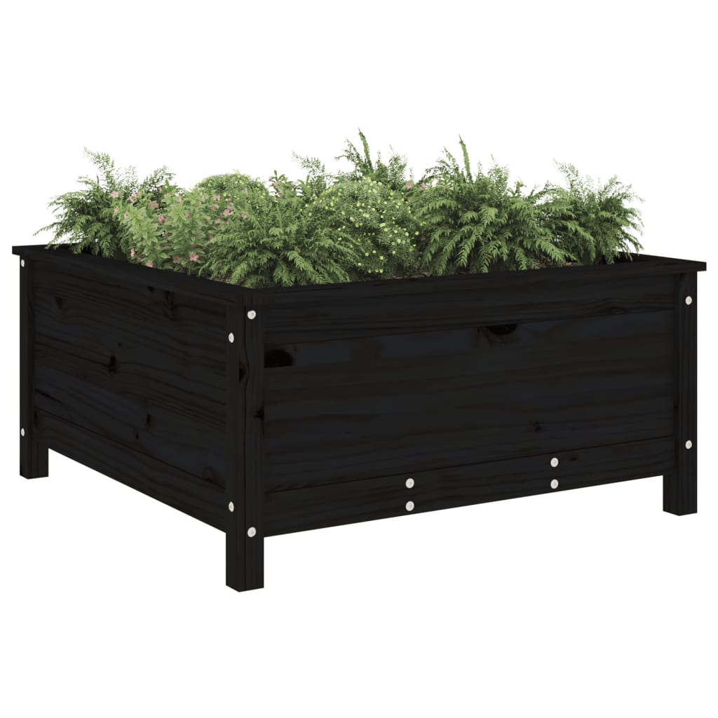 vidaXL Pflanzkübel Schwarz 82,5x82,5x39 cm Massivholz Kiefer