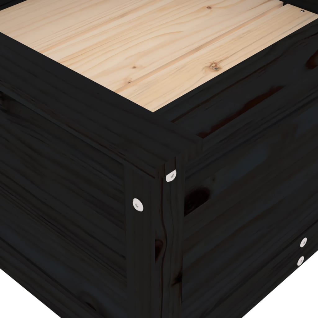 vidaXL Pflanzkübel Schwarz 82,5x82,5x39 cm Massivholz Kiefer