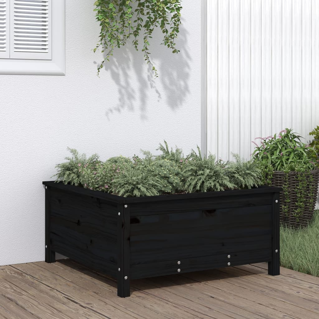 vidaXL Pflanzkübel Schwarz 82,5x82,5x39 cm Massivholz Kiefer