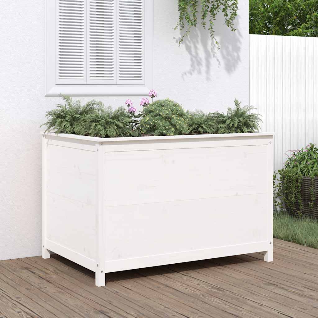 vidaXL Hochbeet Weiß 119,5x82,5x78 cm Massivholz Kiefer