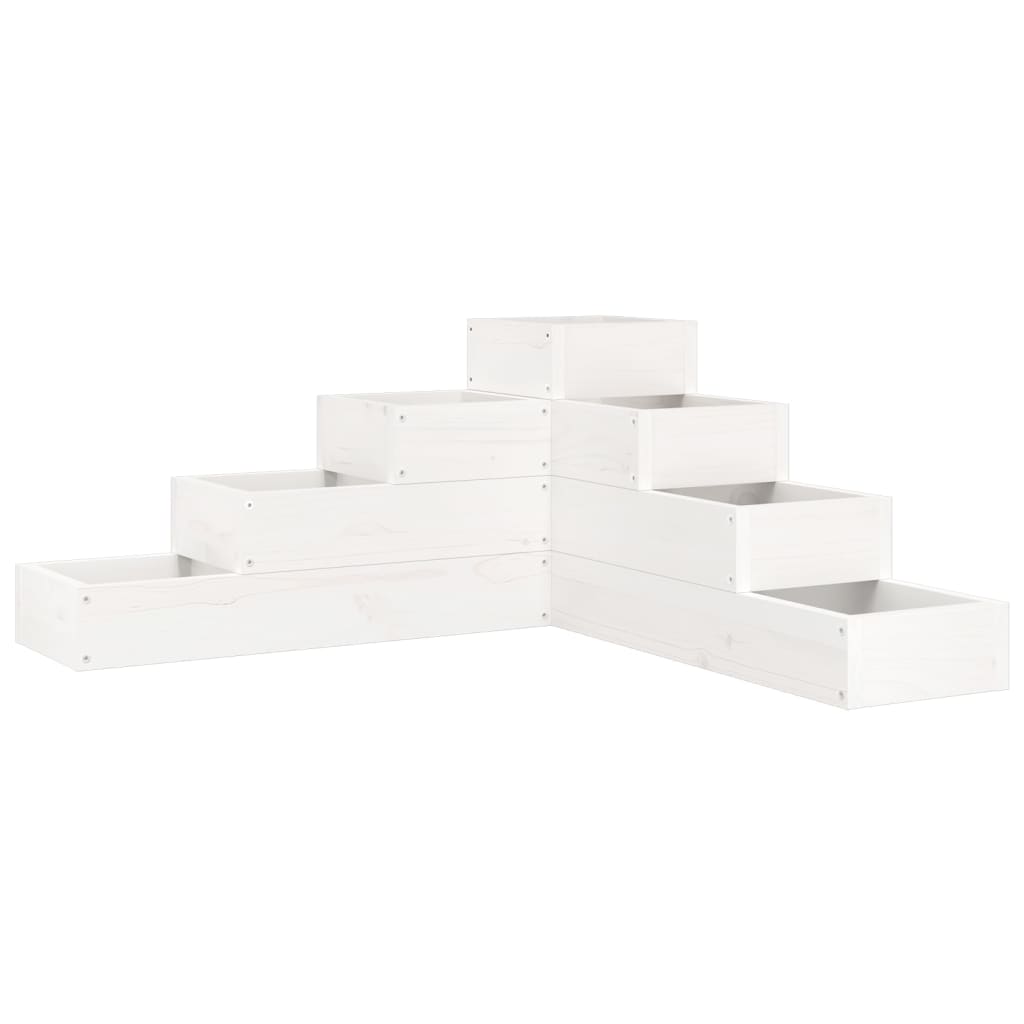 vidaXL Pflanzentreppe 4 Stufen 80,5x79x36 cm Weiß Massivholz Kiefer