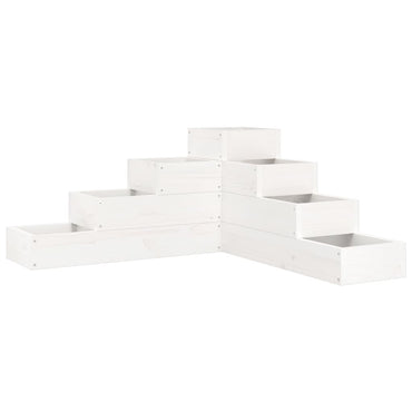 vidaXL Pflanzentreppe 4 Stufen 80,5x79x36 cm Weiß Massivholz Kiefer