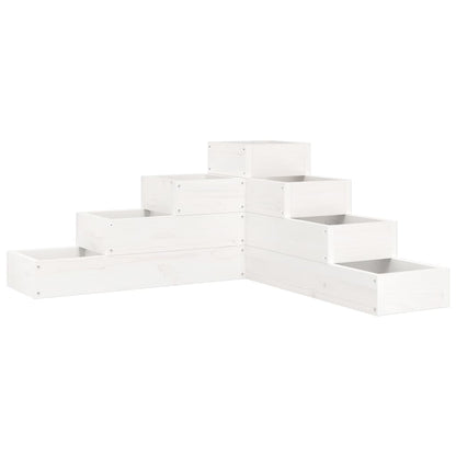vidaXL Pflanzentreppe 4 Stufen 80,5x79x36 cm Weiß Massivholz Kiefer