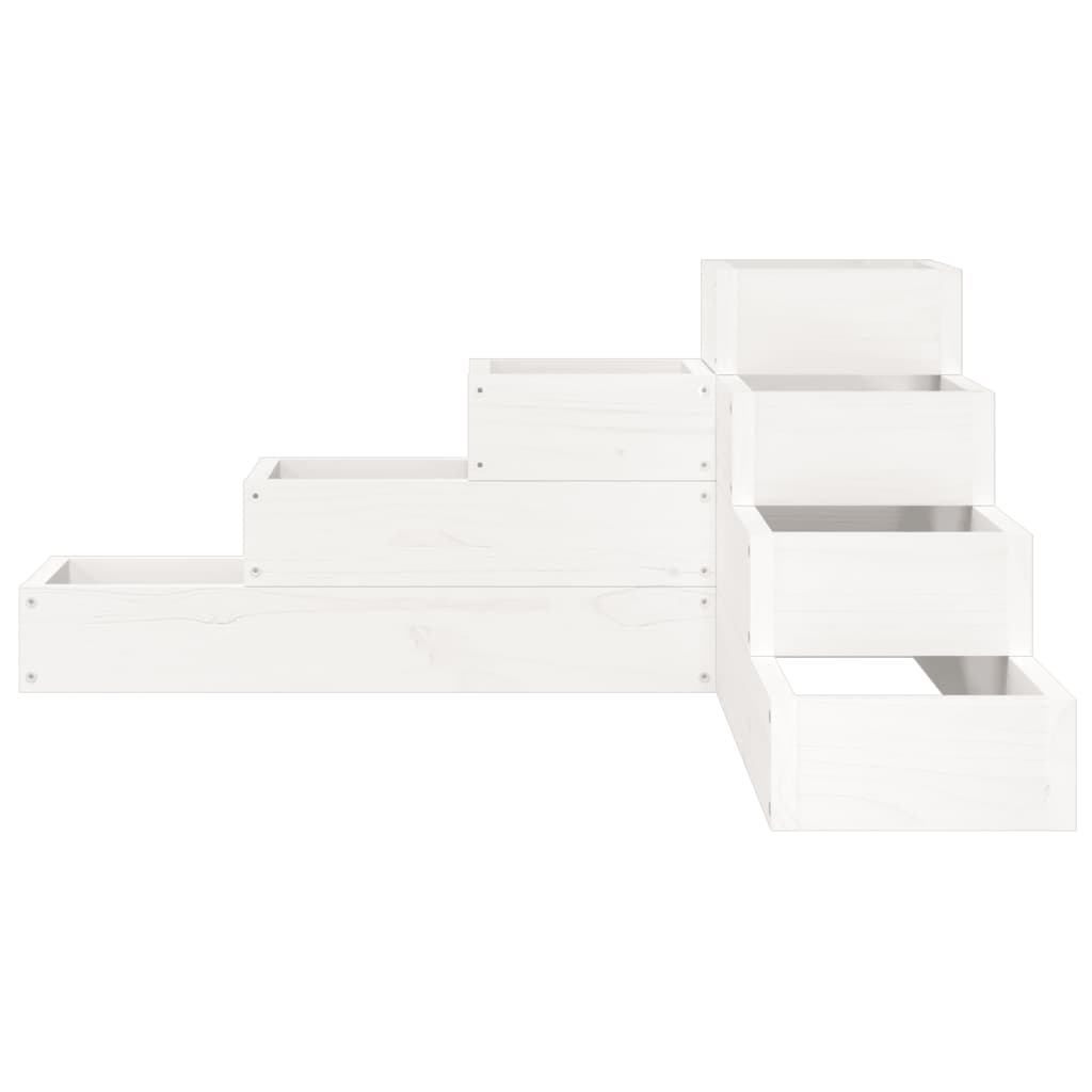 vidaXL Pflanzentreppe 4 Stufen 80,5x79x36 cm Weiß Massivholz Kiefer