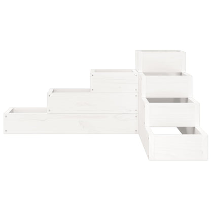 vidaXL Pflanzentreppe 4 Stufen 80,5x79x36 cm Weiß Massivholz Kiefer