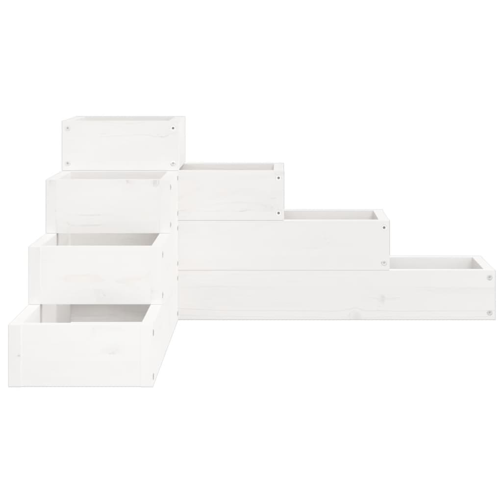 vidaXL Pflanzentreppe 4 Stufen 80,5x79x36 cm Weiß Massivholz Kiefer