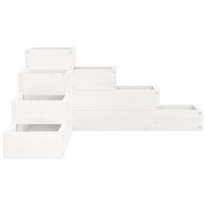 vidaXL Pflanzentreppe 4 Stufen 80,5x79x36 cm Weiß Massivholz Kiefer