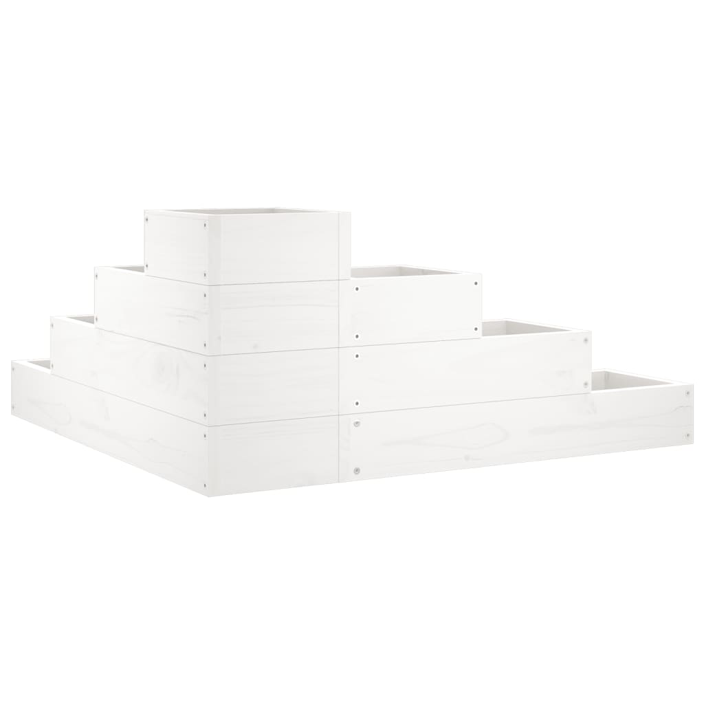 vidaXL Pflanzentreppe 4 Stufen 80,5x79x36 cm Weiß Massivholz Kiefer