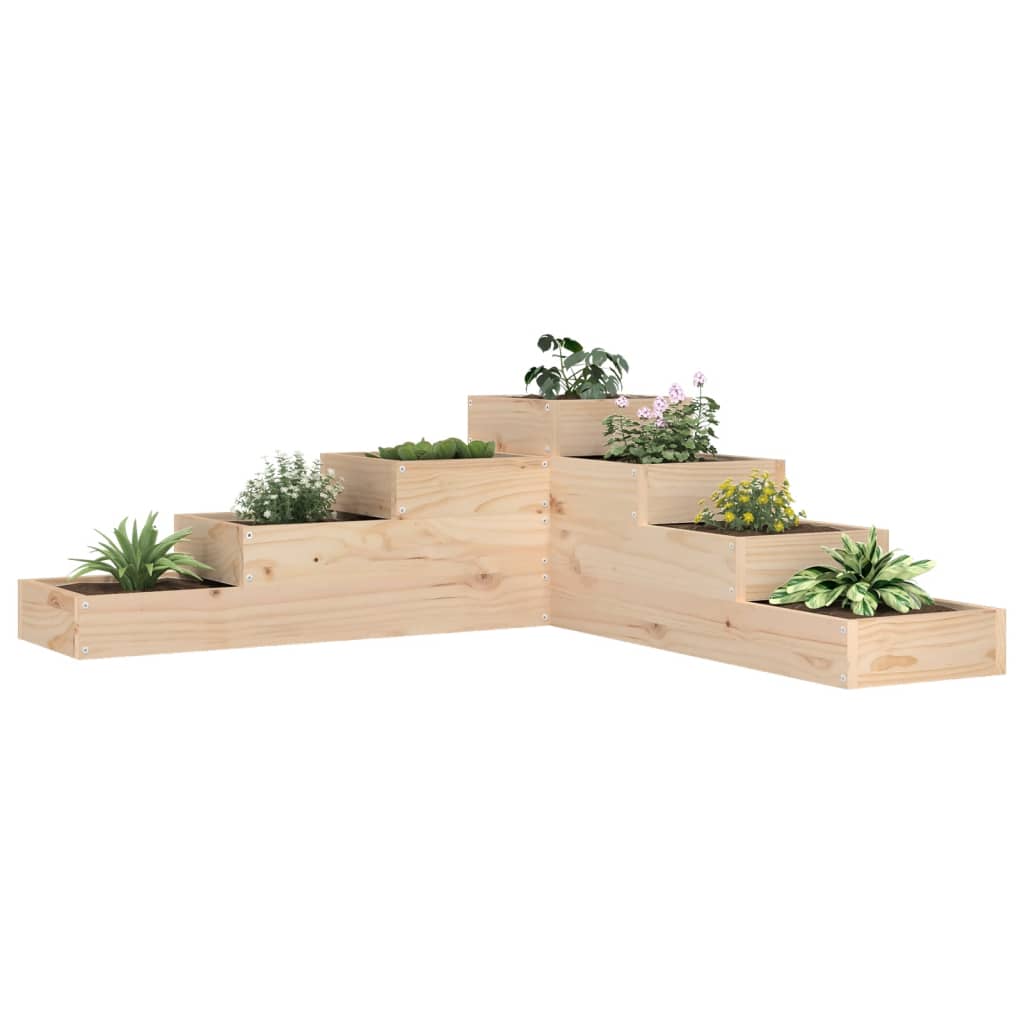 vidaXL Garten-Pflanzgefäß 4-stufig 106x104,5x36 cm Massivholz Kiefer
