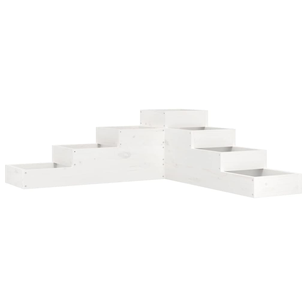 vidaXL Pflanzentreppe 4 Stufen 106x104,5x36 cm Weiß Massivholz Kiefer