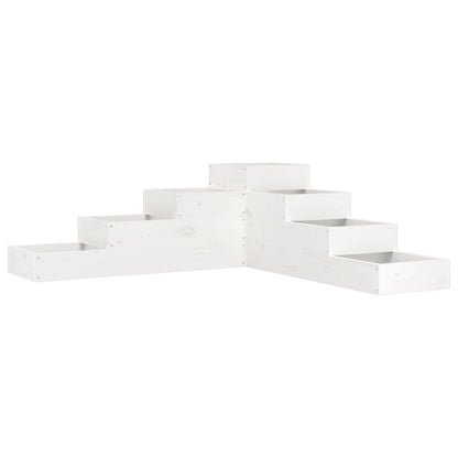 vidaXL Pflanzentreppe 4 Stufen 106x104,5x36 cm Weiß Massivholz Kiefer