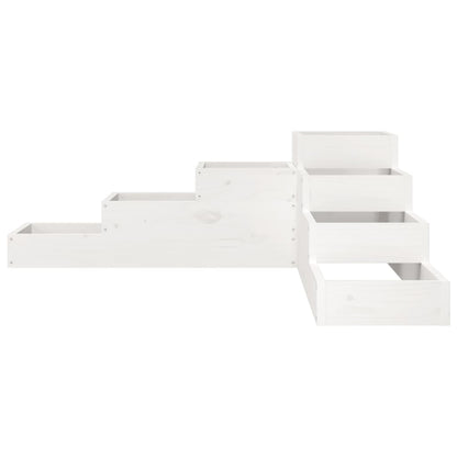 vidaXL Pflanzentreppe 4 Stufen 106x104,5x36 cm Weiß Massivholz Kiefer