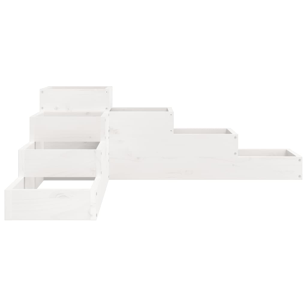 vidaXL Pflanzentreppe 4 Stufen 106x104,5x36 cm Weiß Massivholz Kiefer