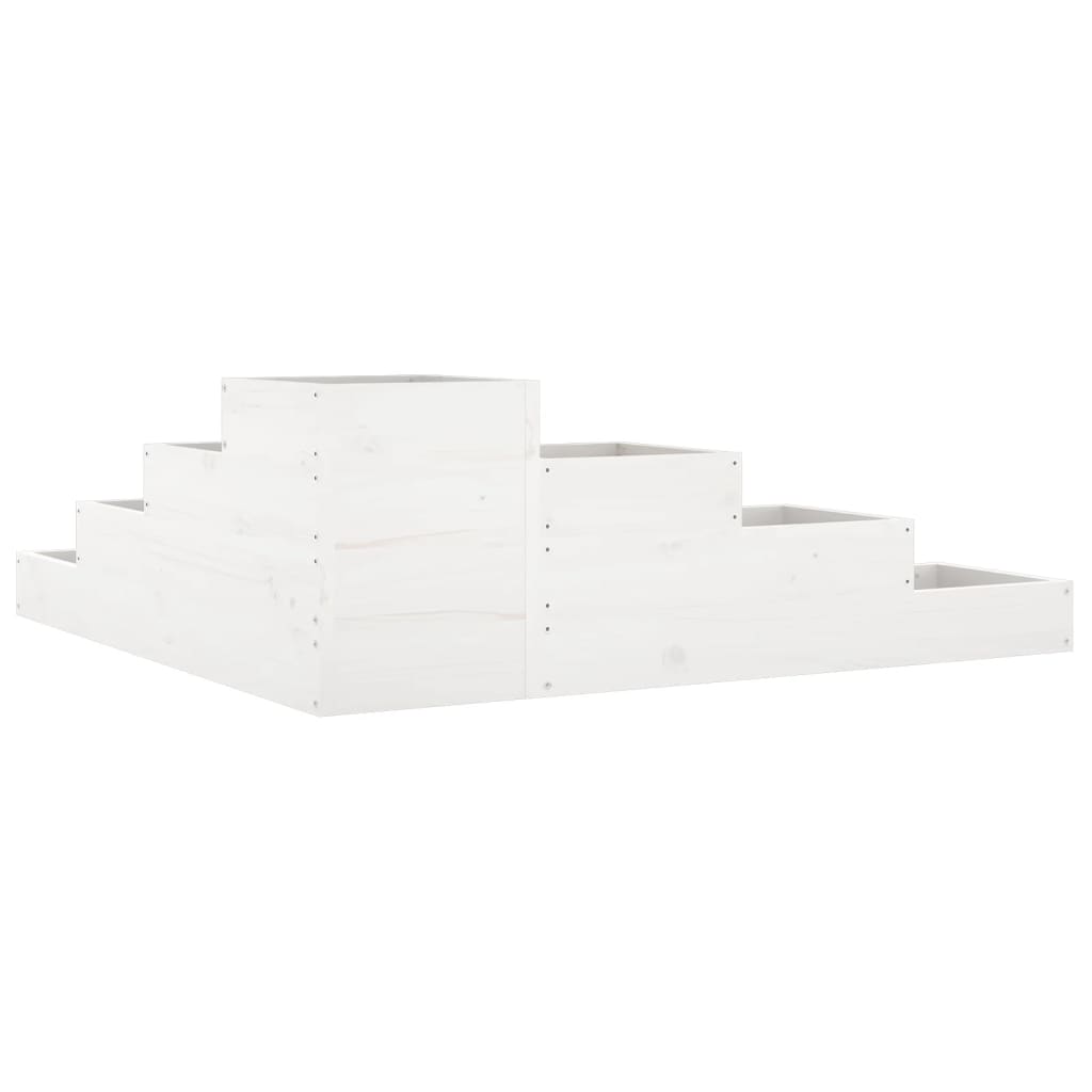 vidaXL Pflanzentreppe 4 Stufen 106x104,5x36 cm Weiß Massivholz Kiefer