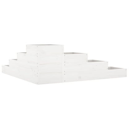 vidaXL Pflanzentreppe 4 Stufen 106x104,5x36 cm Weiß Massivholz Kiefer