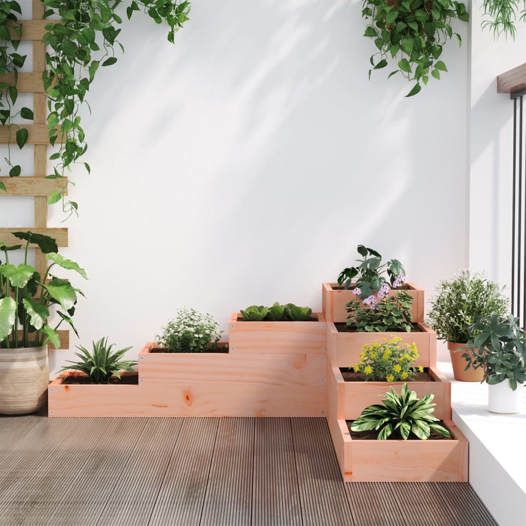 vidaXL Garten-Pflanzgefäß 4-stufig 106x104,5x36 cm Massivholz Douglasie
