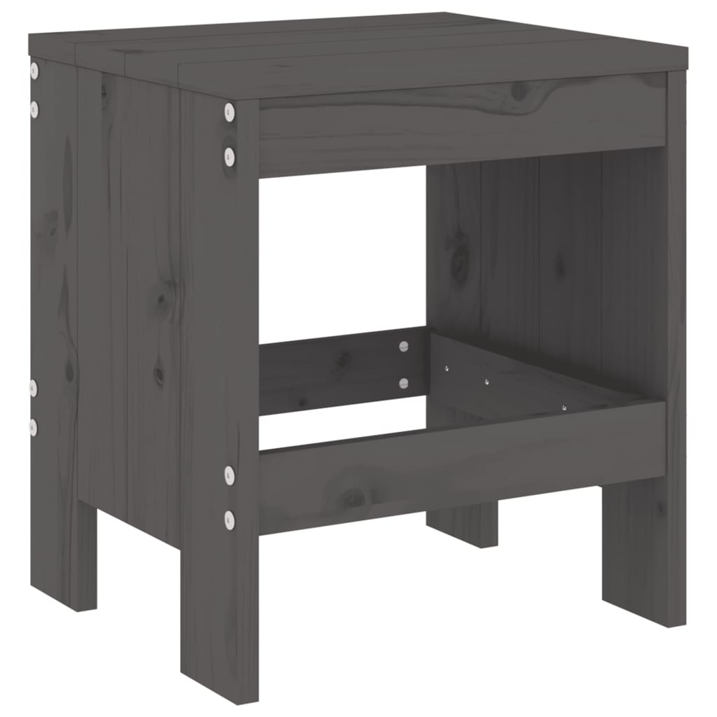 vidaXL Gartenhocker 2 Stk. Grau 40x36x45 cm Massivholz Kiefer