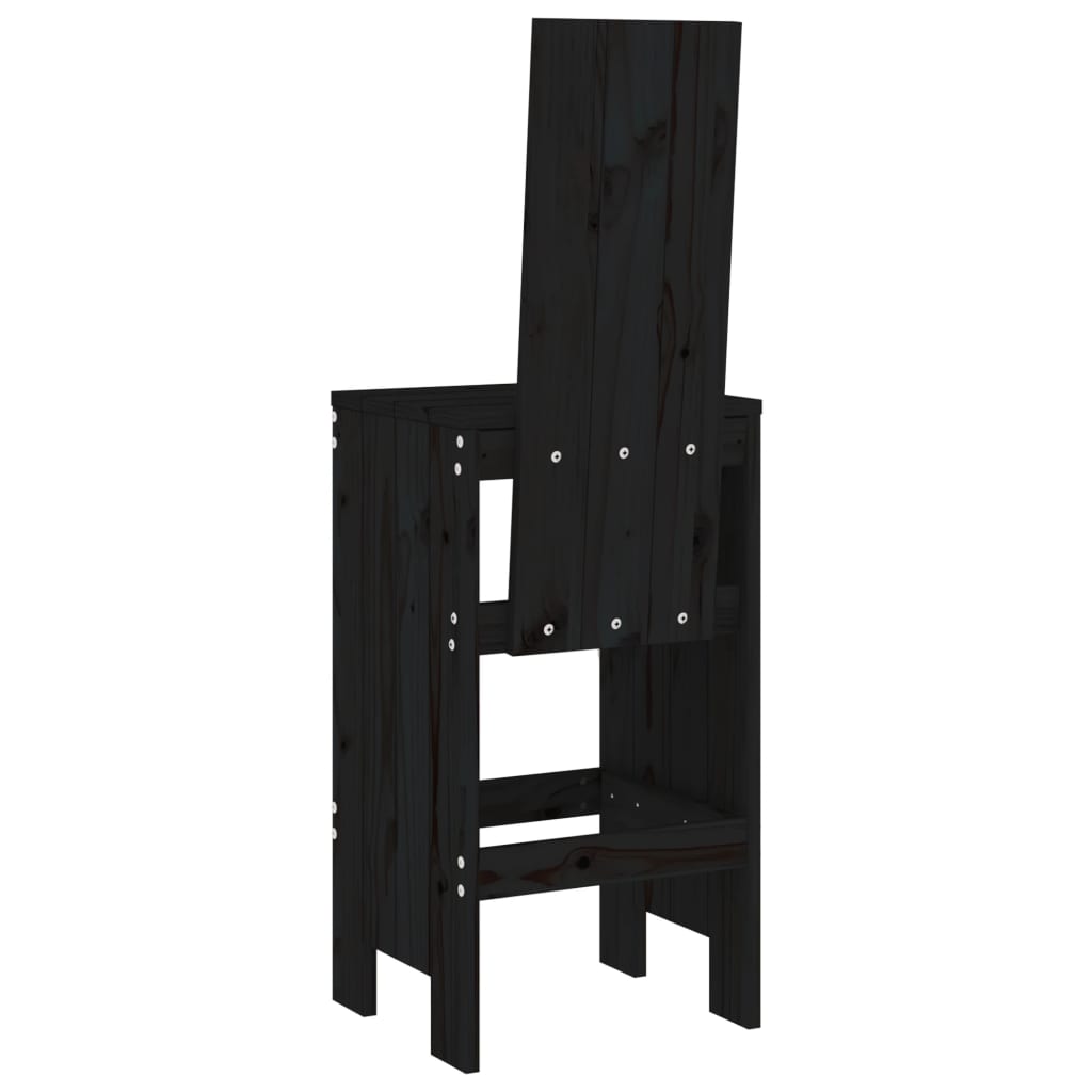 vidaXL Barhocker 2 Stk. Schwarz 40x42x120 cm Massivholz Kiefer
