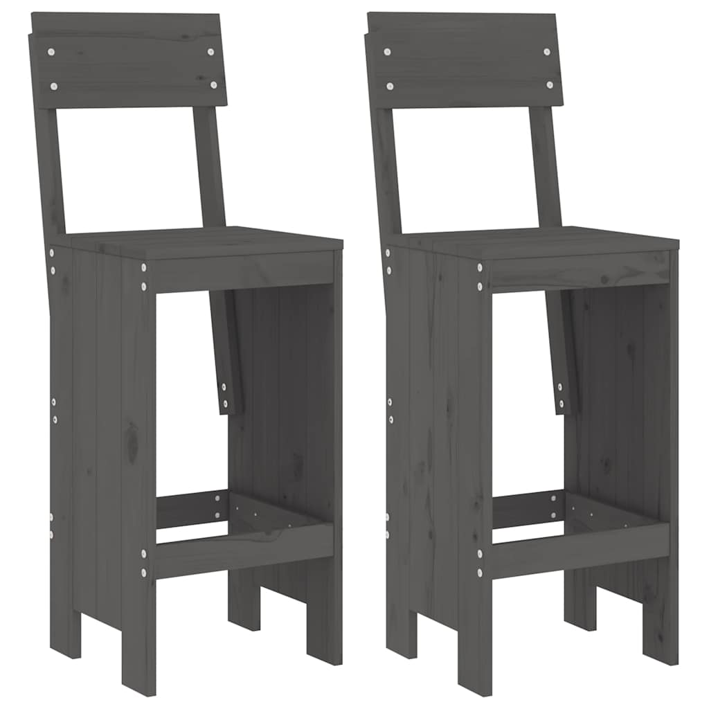 vidaXL Tabourets de bar 2 pcs Gris 40x48,5x115,5 cm Bois de pin massif
