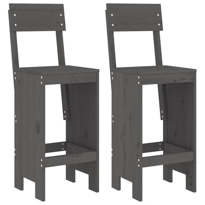vidaXL Tabourets de bar 2 pcs Gris 40x48,5x115,5 cm Bois de pin massif